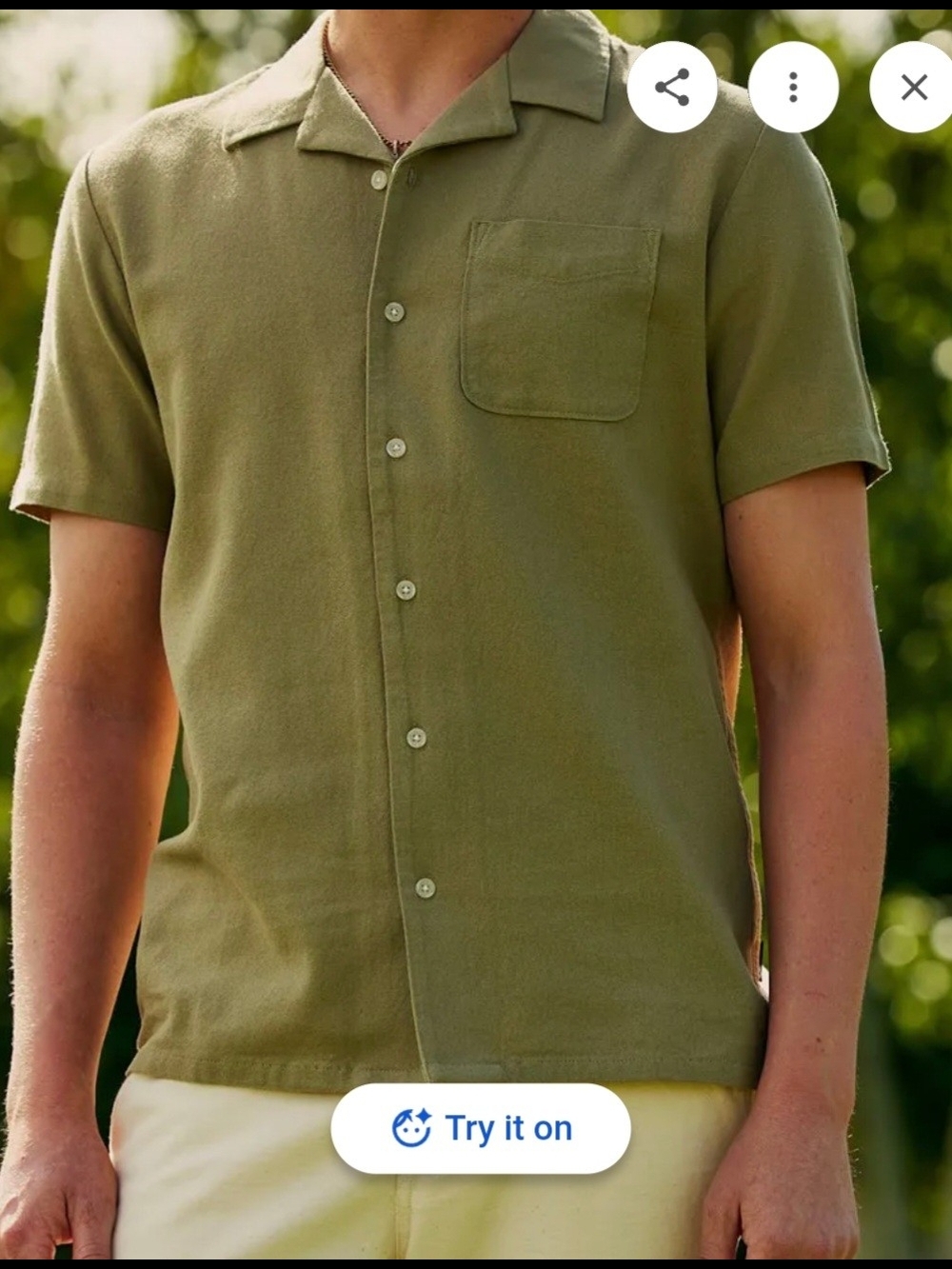 Volcom Olive Short-Sleeve Camp Collar Button-Up